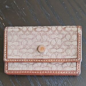 Coach Signature Canvas Wallet in Brown and Cream